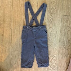 Janie and Jack Gray Kids Suspender Pants